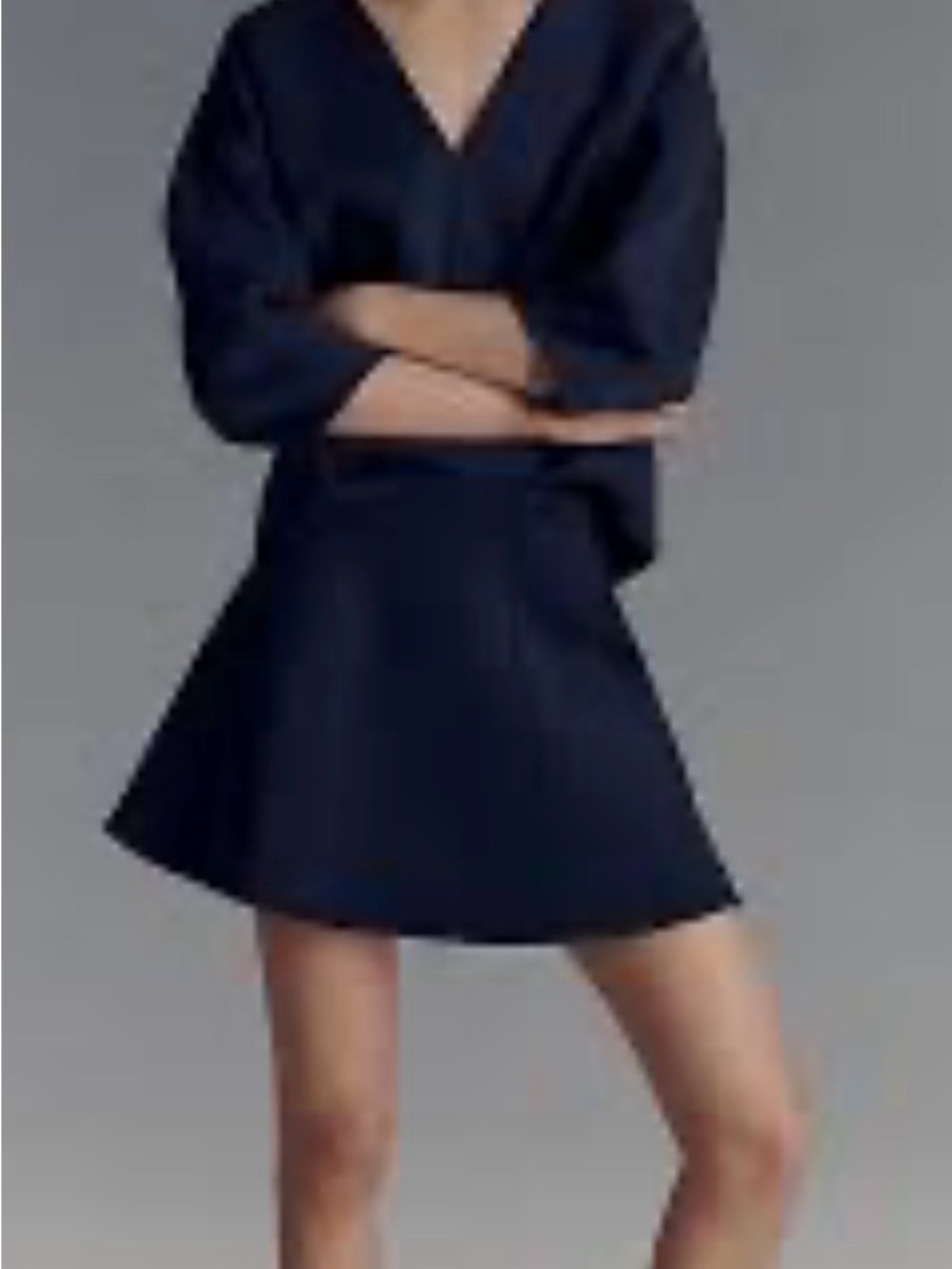Anthropologie Navy A-Line Mini Skirt and top set